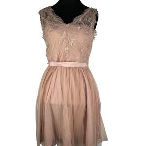 Lace Tulle Dress Pink Fairycore Anthropologie Hitherto Mid‎ Length Size 2